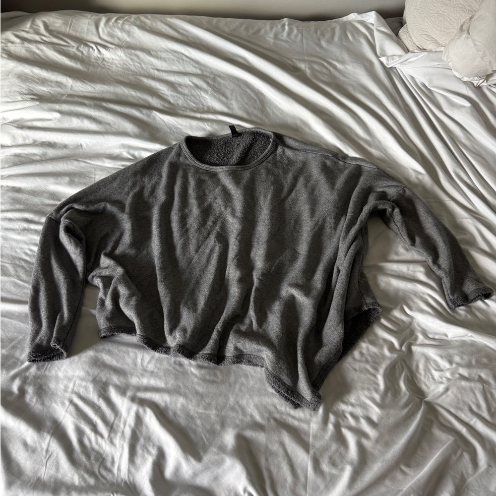 Elan Heather Gray Modal 3/4 Sleeve Slouchy Sweatshirt - Size S Oversized Y2K